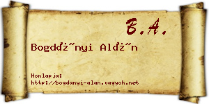 Bogdányi Alán névjegykártya